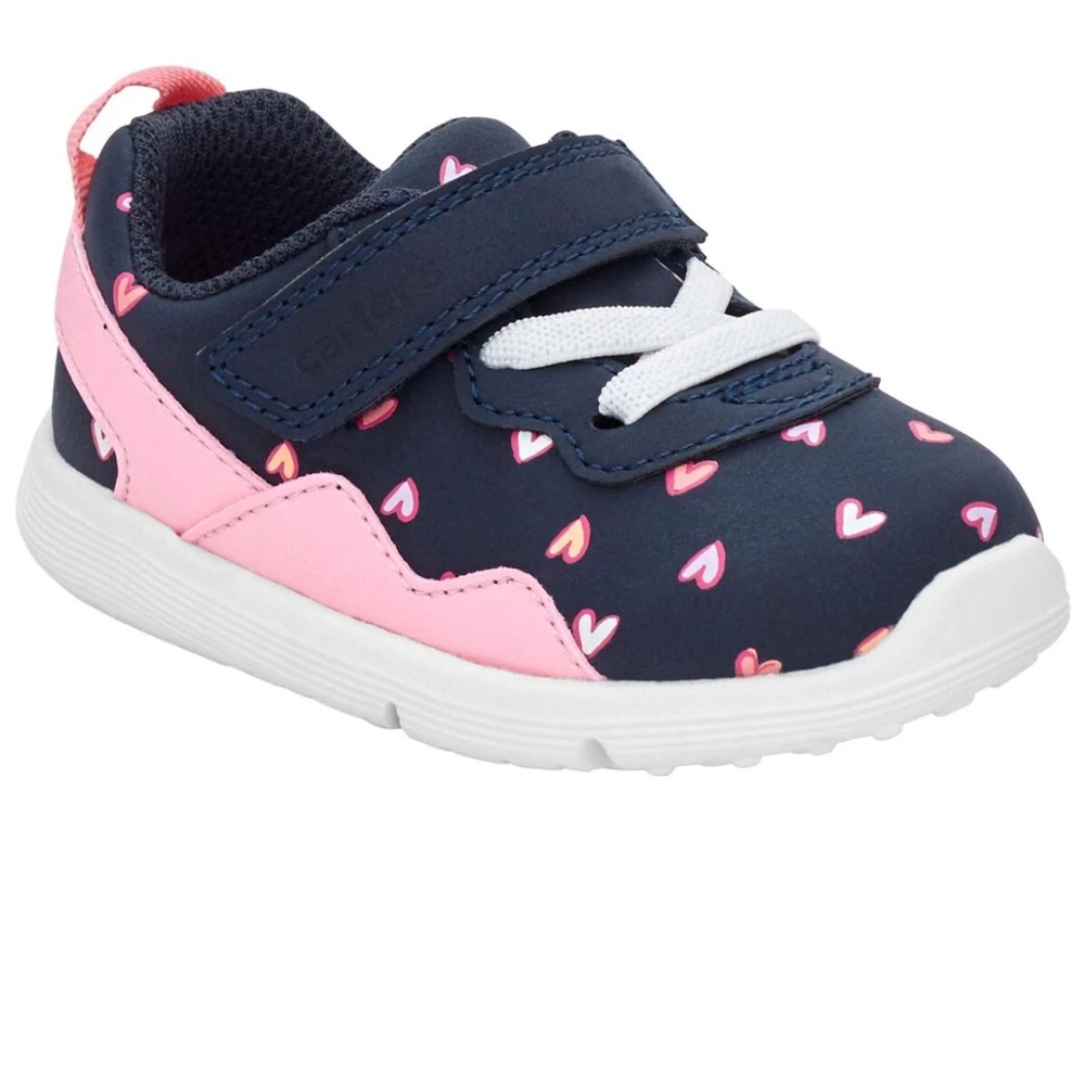 1317. NWOT - Carter's Navy Sneakers with Pink Hearts